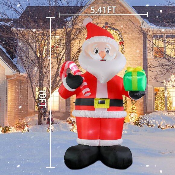 ⚡10FT Christmas Inflatables Giant Santa Claus with Candy Cane Outdoor Decoration - Picture 2 of 7